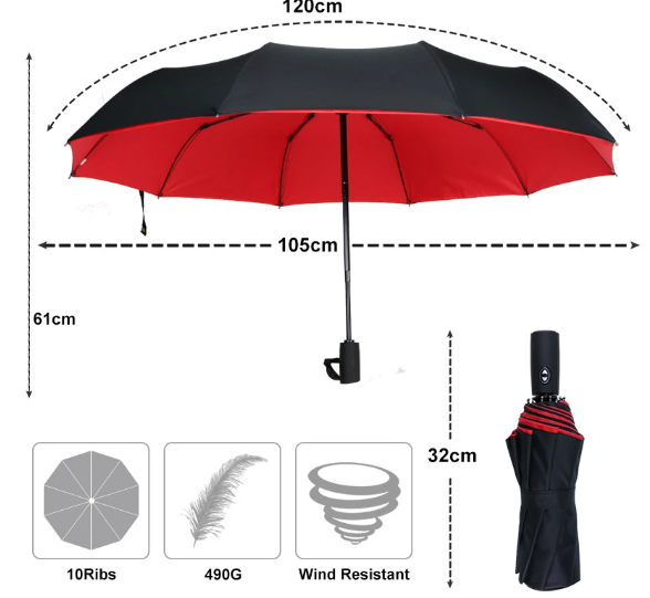 StormShield Regenschirm – Windbeständig und Handlich, Schutz gegen Regen