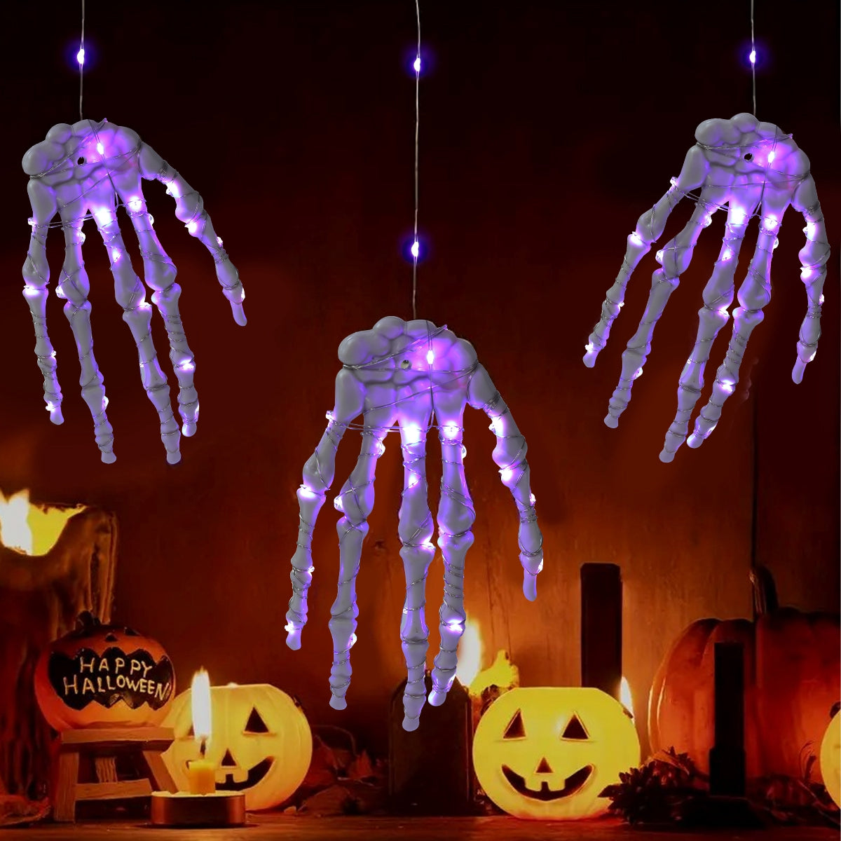 Leuchtende Skelethand – Gruselige Halloween-Dekoration mit LED