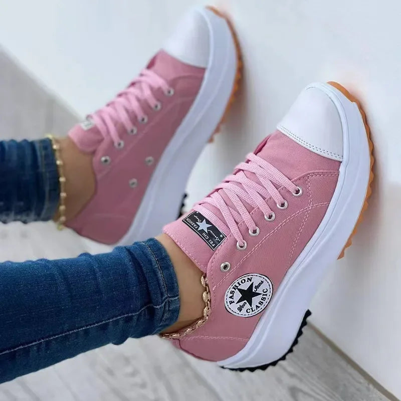 Hohe Damen Sneaker aus Canvas – Trendy und Komfortabel