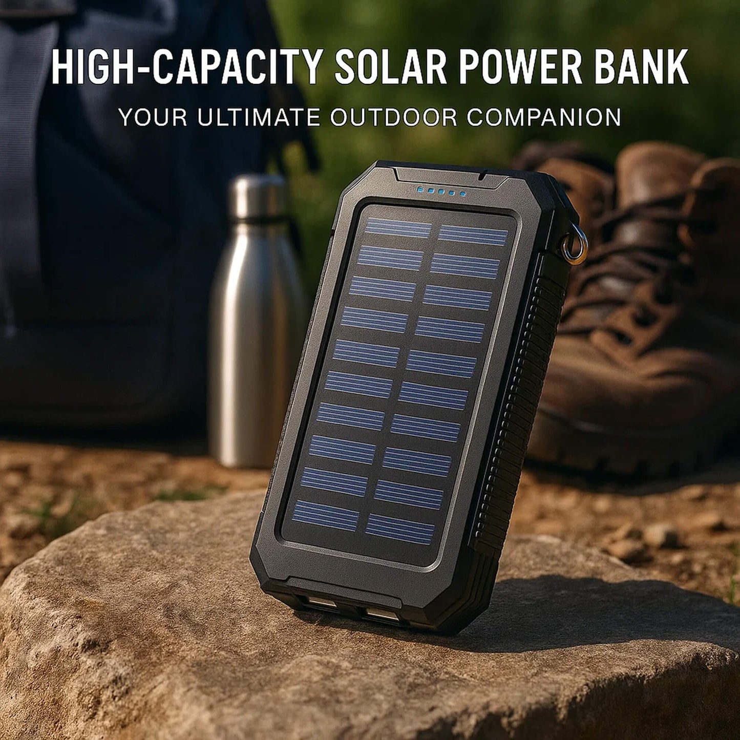 50000mAh Solarenergie Powerbank – Wasserdicht, Robust & Mit Taschenlampe