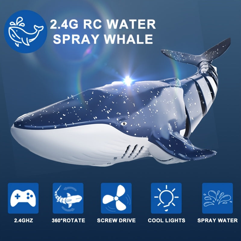 1:18 Maßstab RC Walvishaai mit 360° Rotation, 180° Flexibilität, LED Licht spritzend, programmierbare Geschwindigkeitsregelung - USB aufladbar, ideal für Sommer-Spiel und Geburtstagsgeschenk für Jugendliche