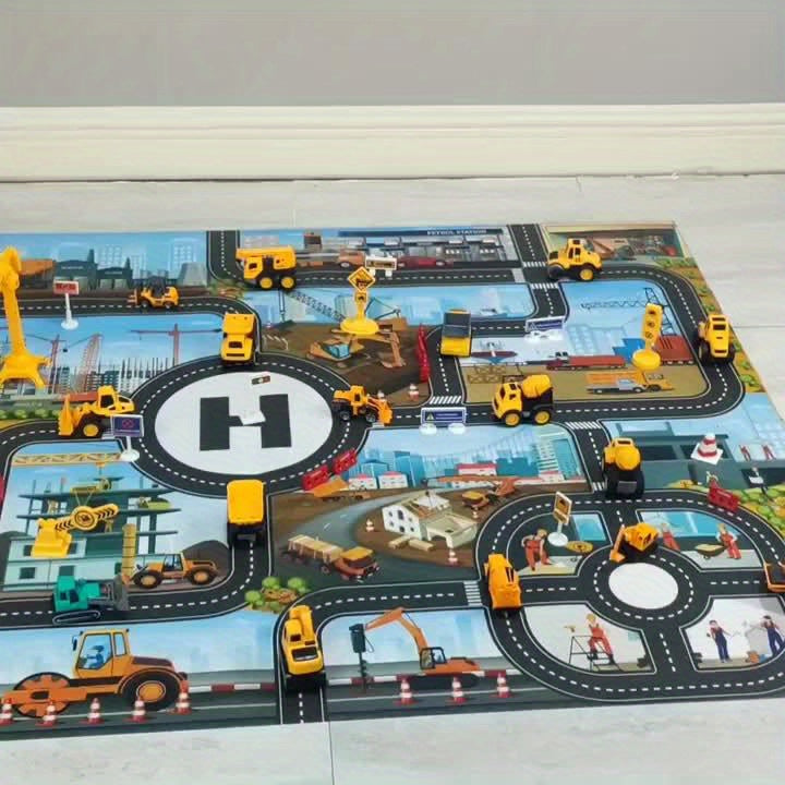 Konstruktiv Spielteppich – Entdecke die Welt von Verkehr und Bau