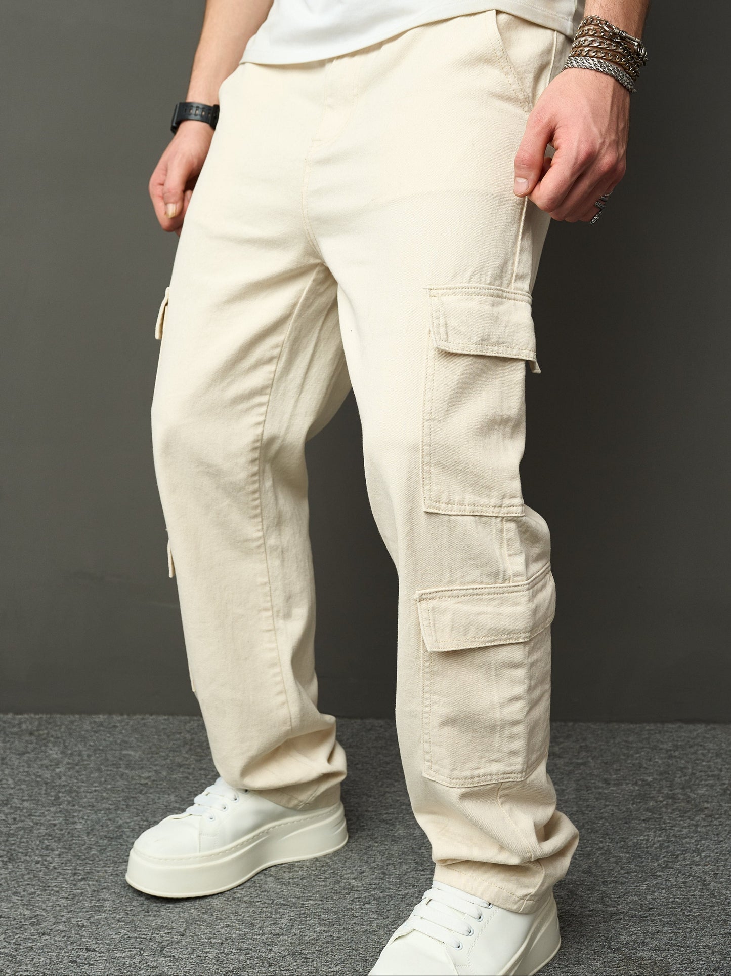 Lässige Beige Denim Jeans – Praktisch und Bequem für Jeden Tag