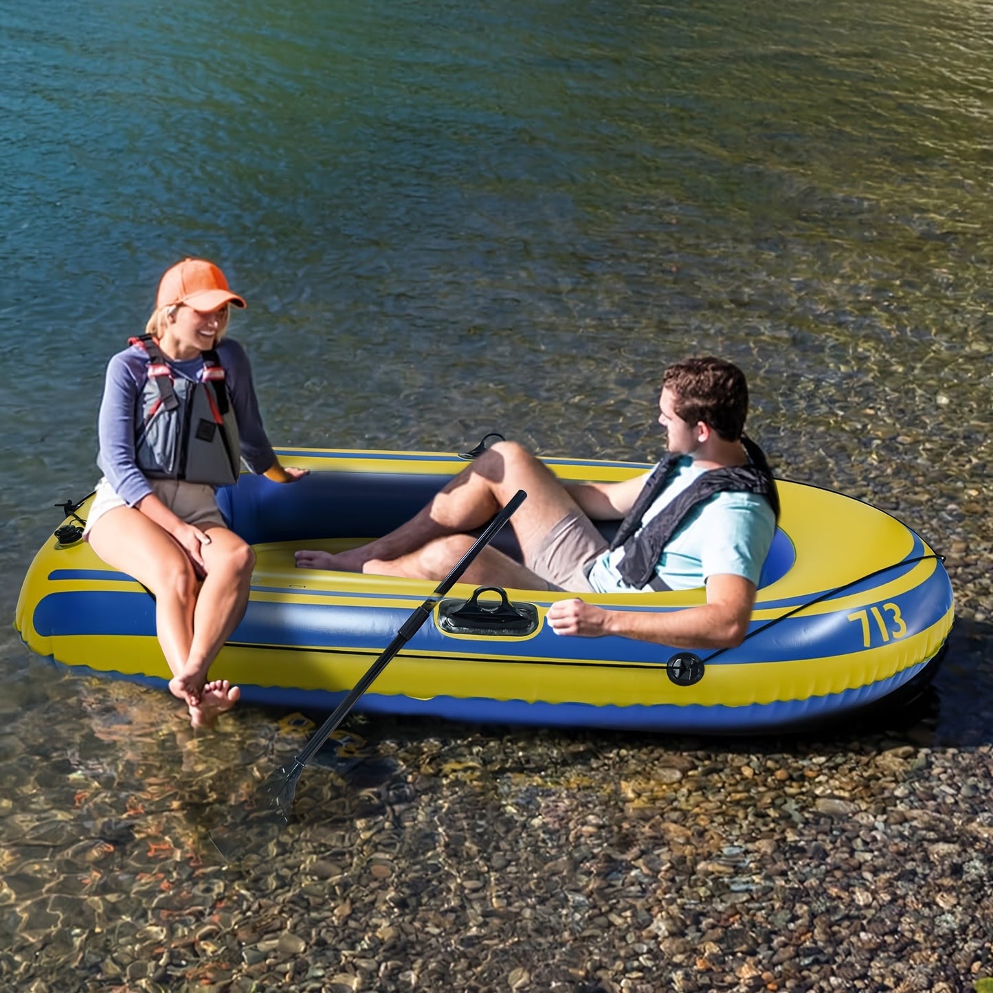 Aufblasbares Angelboot-Set – Leichtes 2-Personen PVC-Boot mit Paddeln