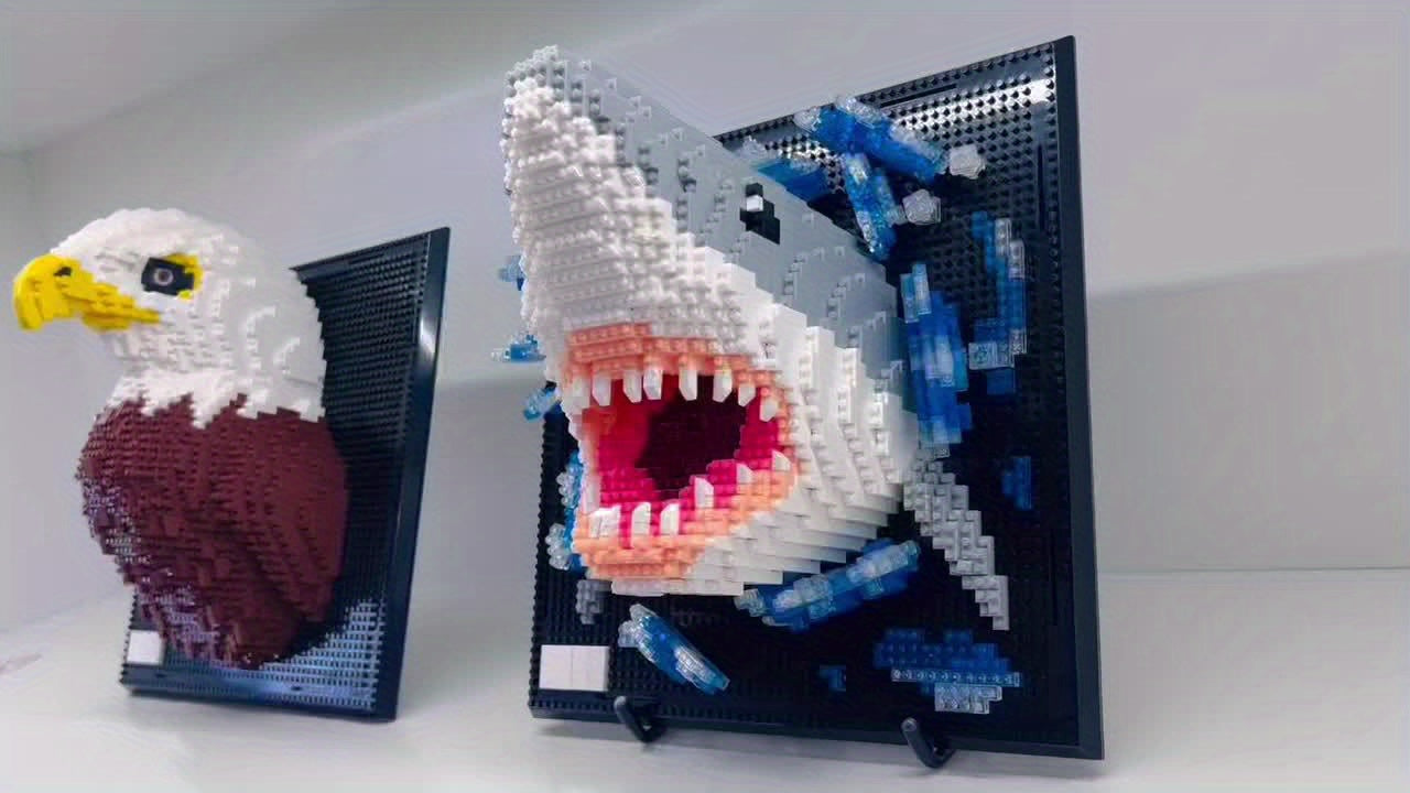 Kreative 3D Wandkunst Bauklötze – Hai und Adler Kollektion