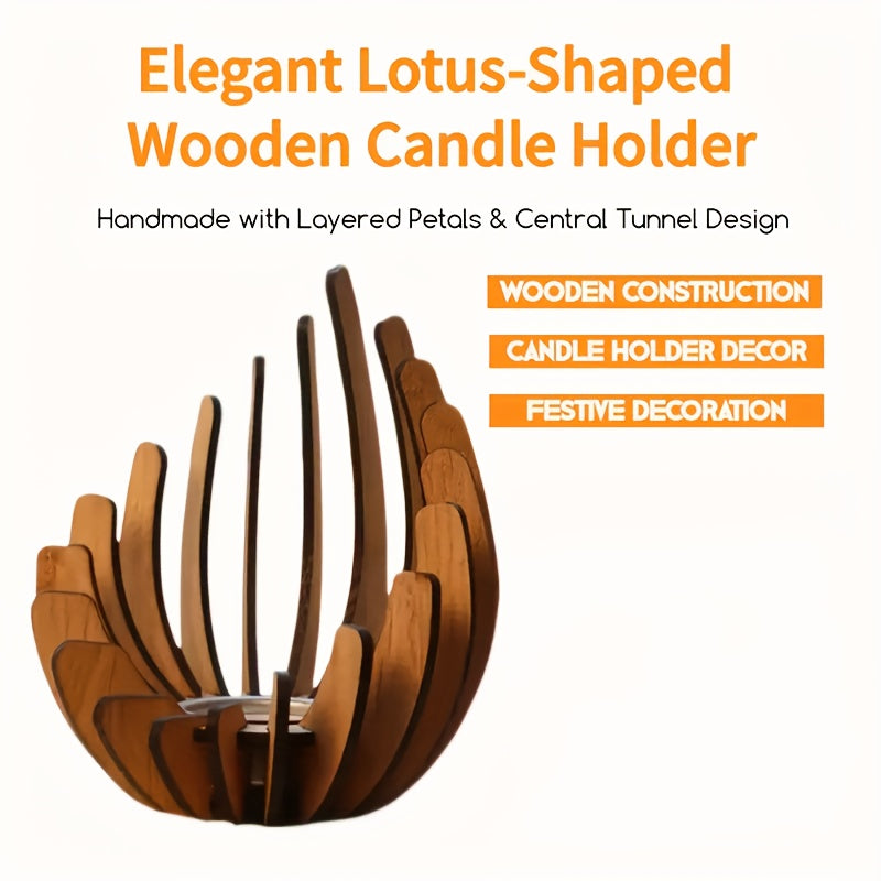 Bohemian Lotus Kerzenhalter – Handgefertigtes Schichtdesign aus Holz