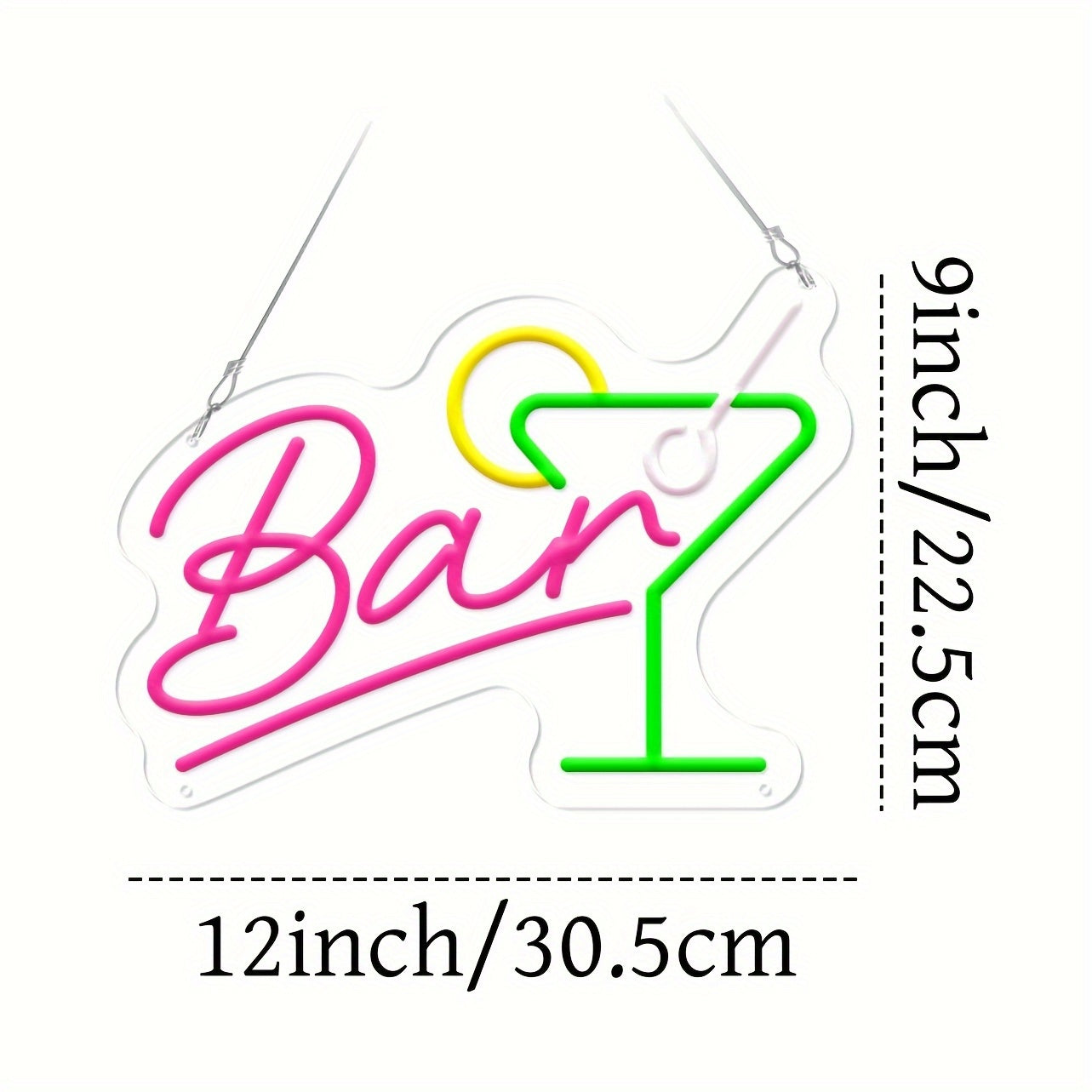 Dimmbares LED Neon Bar-Schild – USB-betrieben mit Dimmer