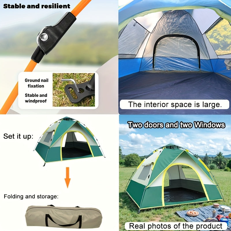 Schnell-Aufbau 4-Personen Campingzelt – Atmungsaktiver und Winddichter Schutz