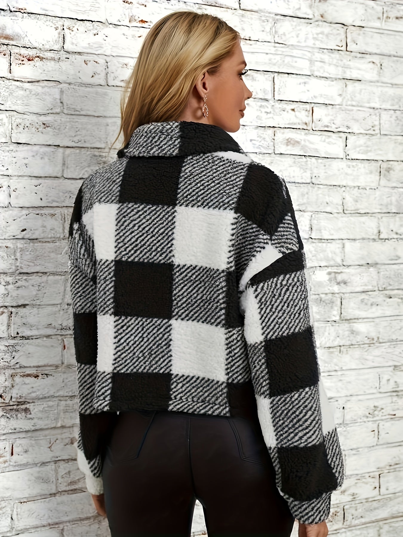 Luna Kariertes Teddy-Jacke – Wärme und Stil für Damen
