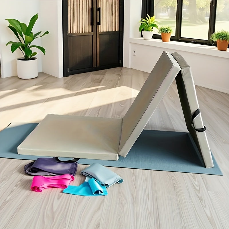 Tragbare Dreifach-Yogamatte mit dicker Polsterung, rutschfester PU-Oberfläche und Griff