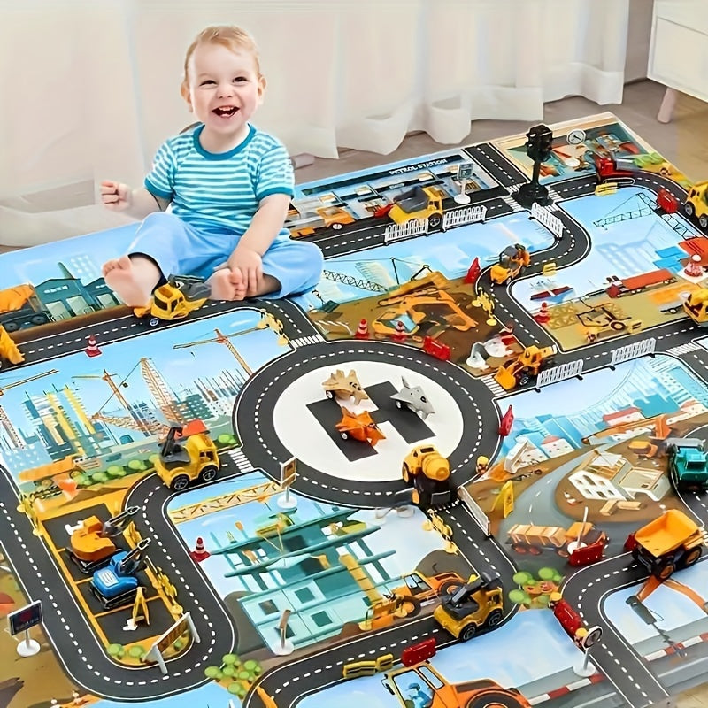 Konstruktiv Spielteppich – Entdecke die Welt von Verkehr und Bau