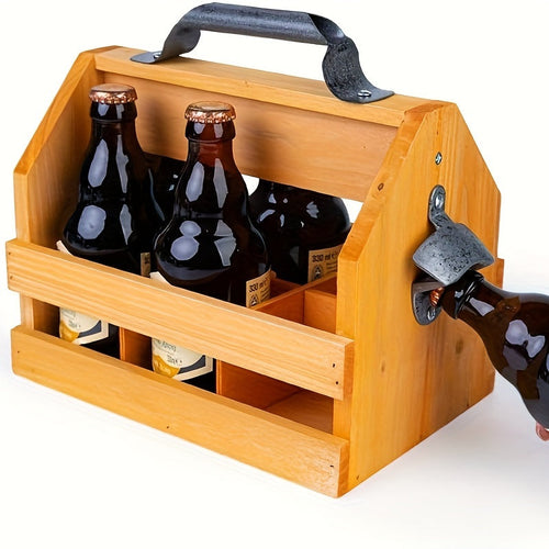 Holzflaschen Caddy mit Flaschenöffner – Perfektes Vatertagsgeschenk oder Geschäftsgeschenk