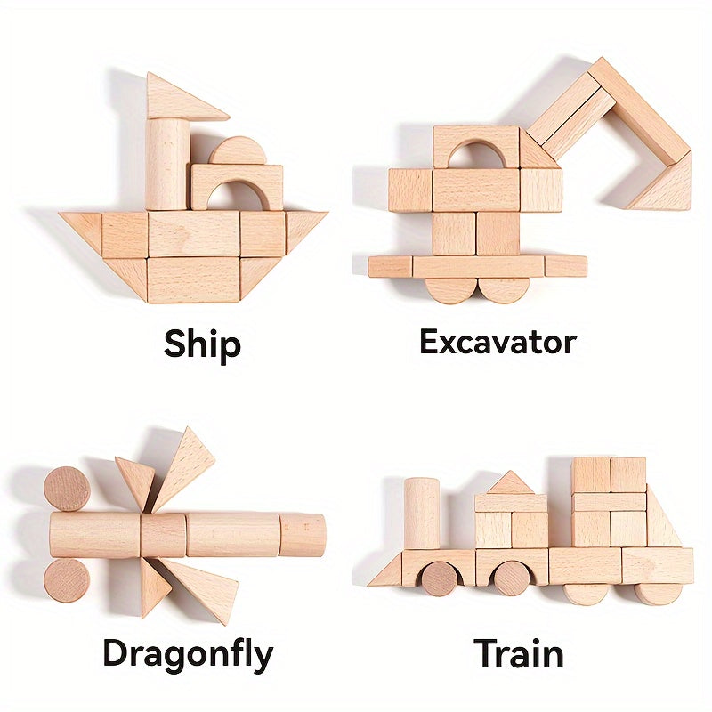 Natürliche Holzbauklötze Set – Für kreatives Spielen und Bildung