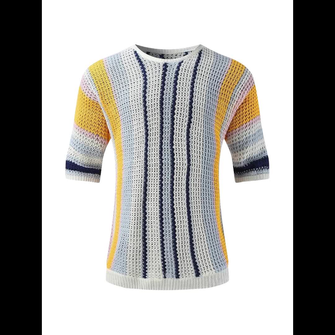 Lässiger Streifen Strickpullover – Bequem und Luftig
