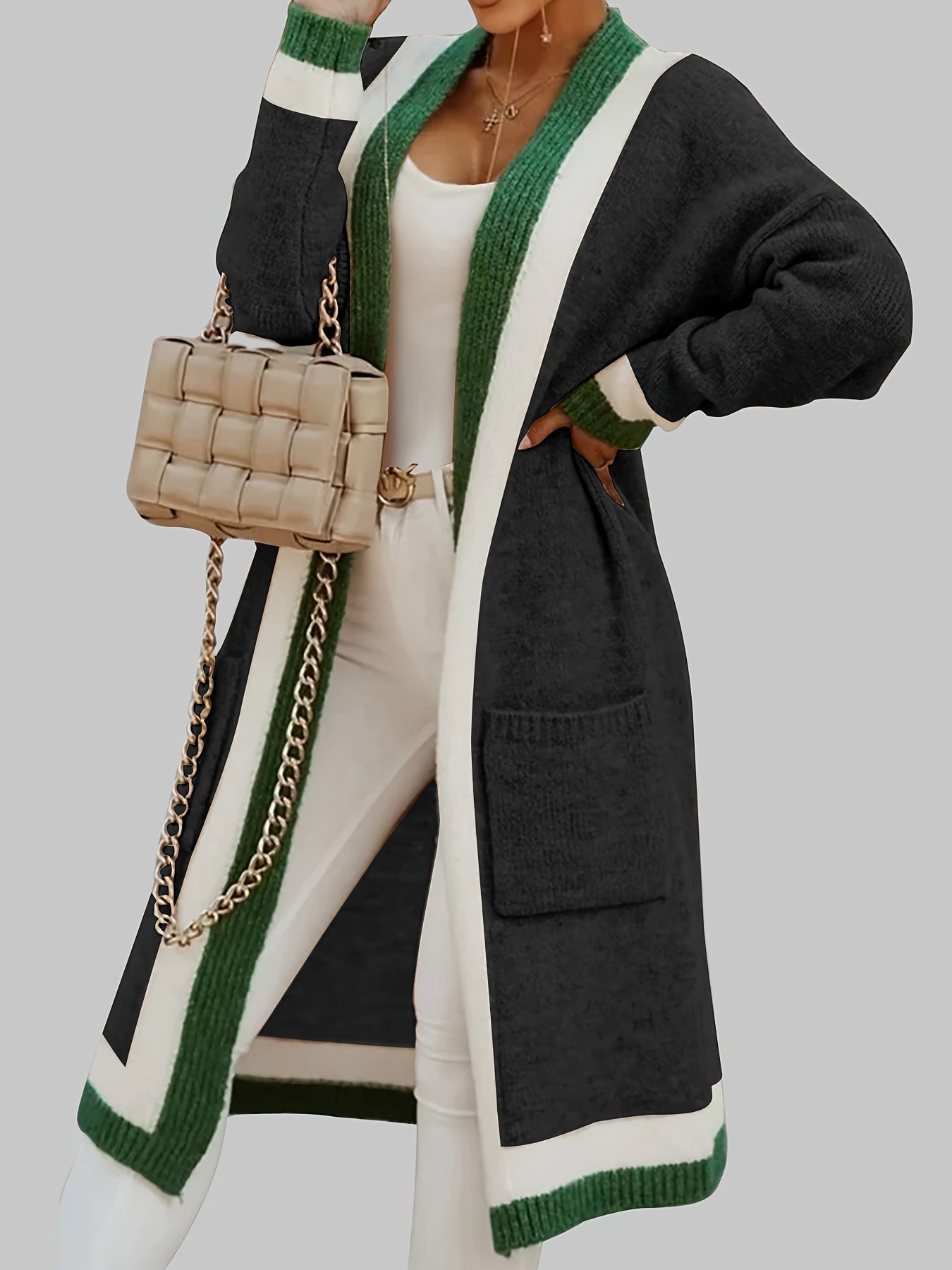 Isabella Lange Strickjacke - Vintage-inspiriert mit bunten Akzenten