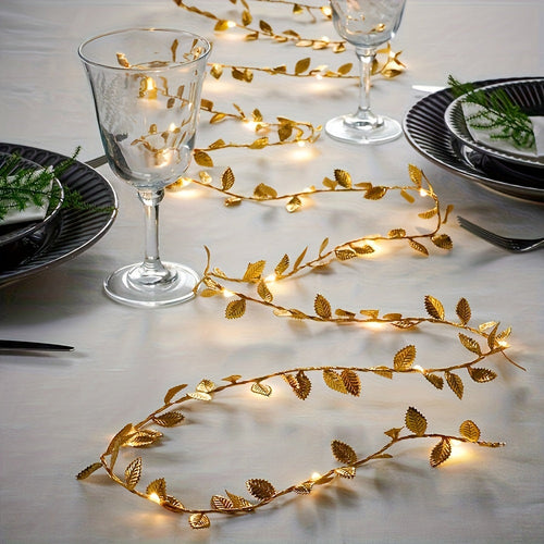 Goldene Blätter Lichterketten – Elegante Beleuchtung für Tischdekoration und Partys