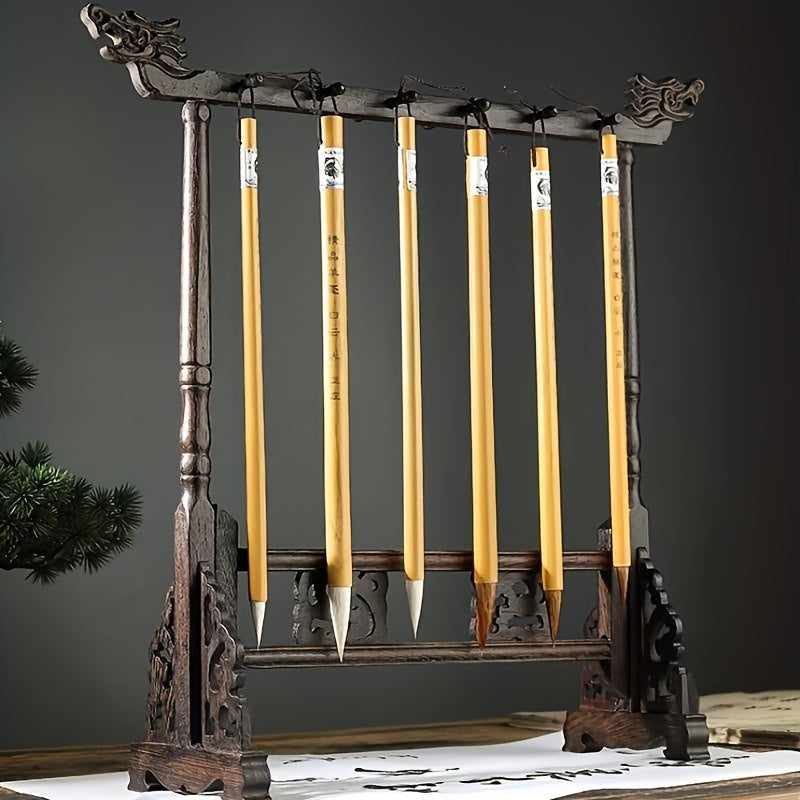 Elegantes Traditionelles Kalligrafie-Pinselregal – Handgefertigt mit 12 Schlitzen