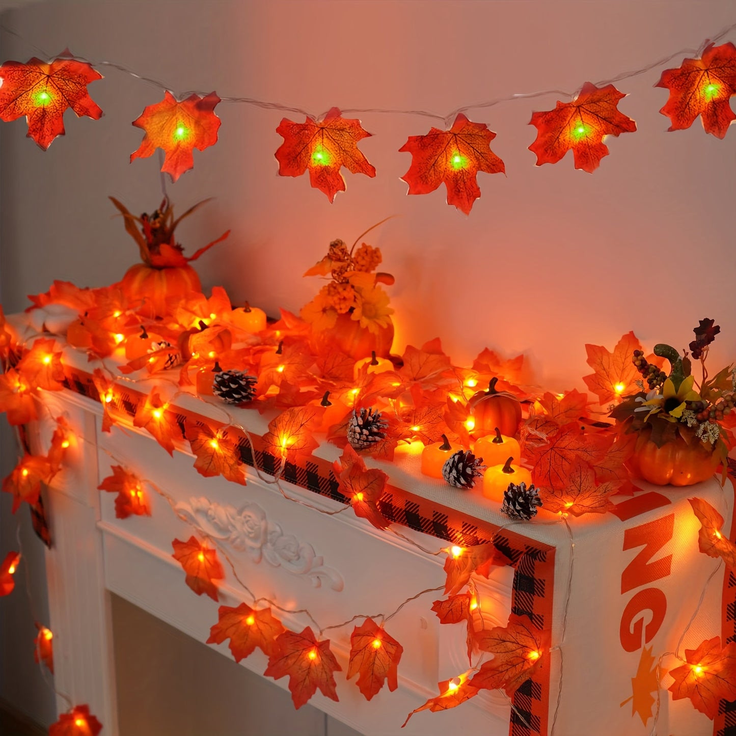 LED Blätter Lichterkette – Warme Herbststimmung für Zuhause und Feste
