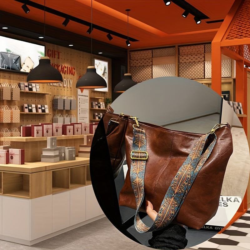 Breite Geometrische Tasche – Große Kapazität Crossbody mit Retro-Vibe