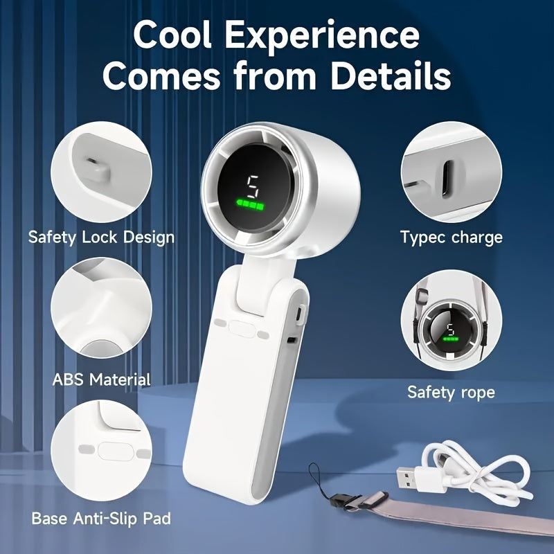 Kompakter Turbo Handventilator – 3-in-1 USB wiederaufladbar mit 5 Geschwindigkeiten