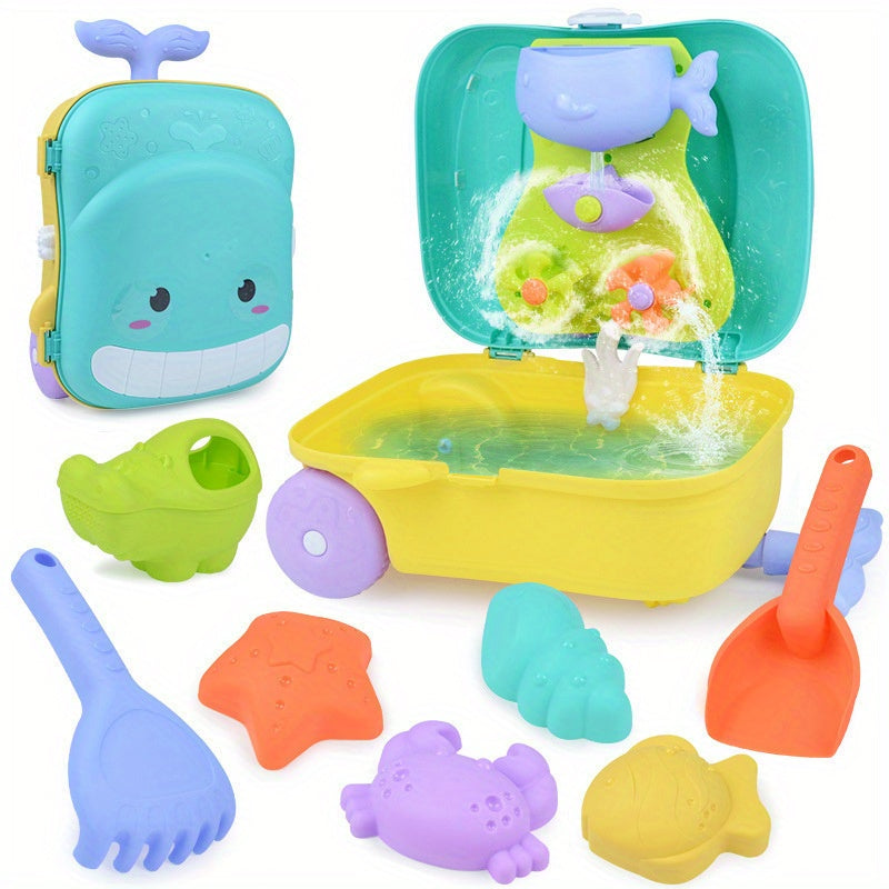 Wal-Themen Strandspielzeug-Set für Babys – 8-teiliges Reiseetui