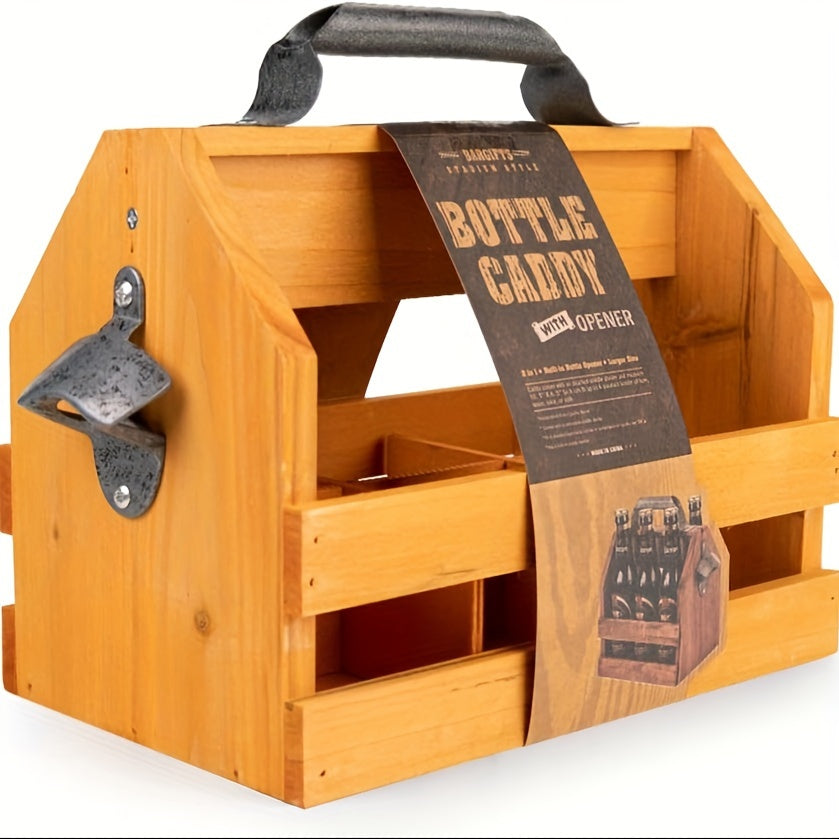 Holzflaschen Caddy mit Flaschenöffner – Perfektes Vatertagsgeschenk oder Geschäftsgeschenk