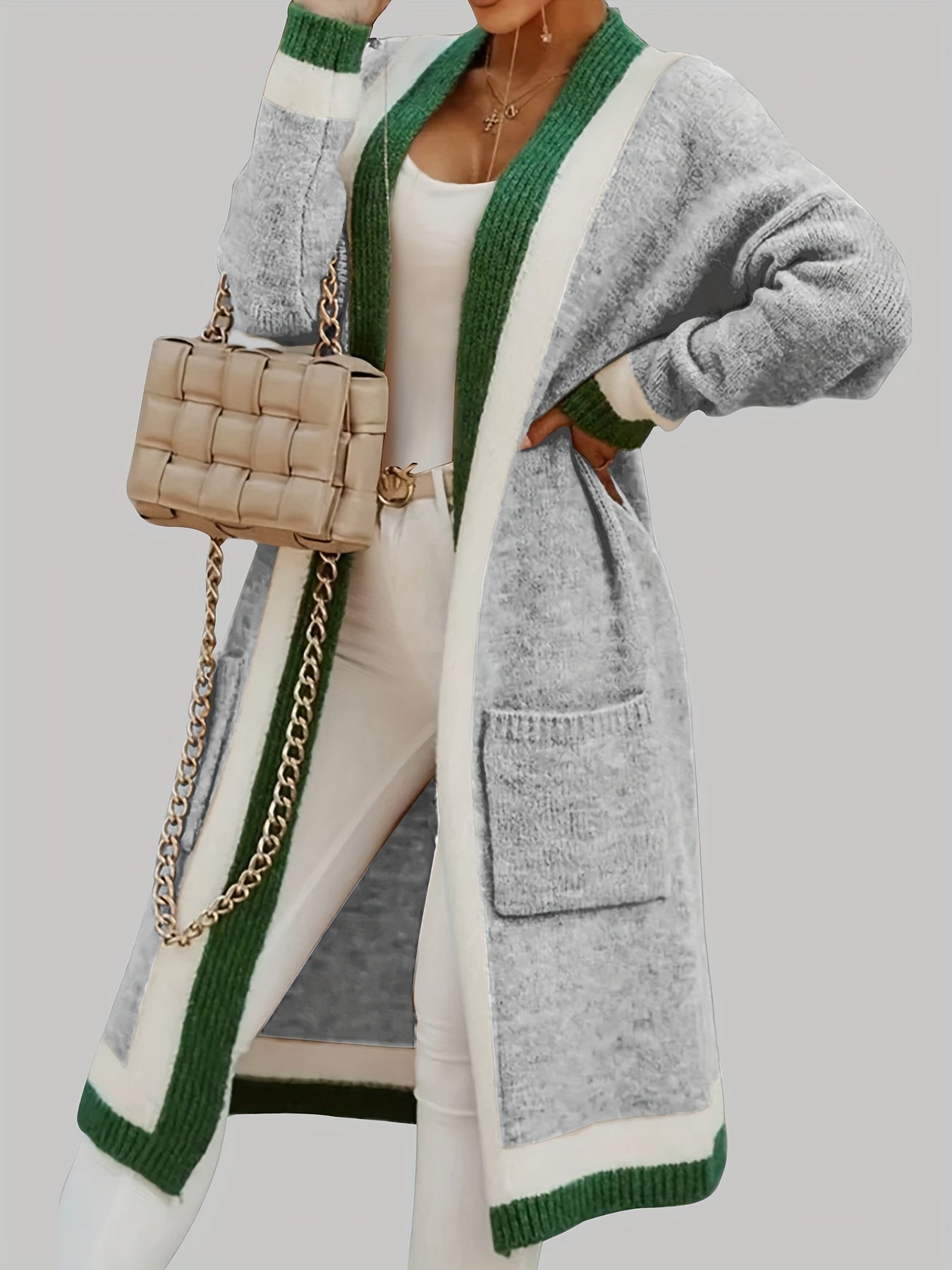 Isabella Lange Strickjacke - Vintage-inspiriert mit bunten Akzenten