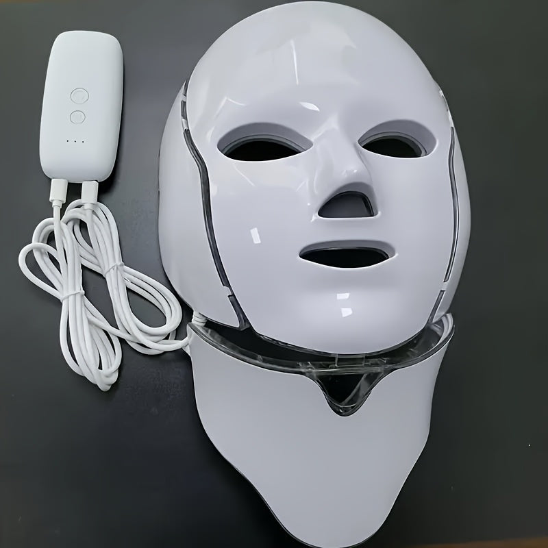 7-Farben LED Gesichts- & Halsmaske – USB wiederaufladbares Hautpflegegerät
