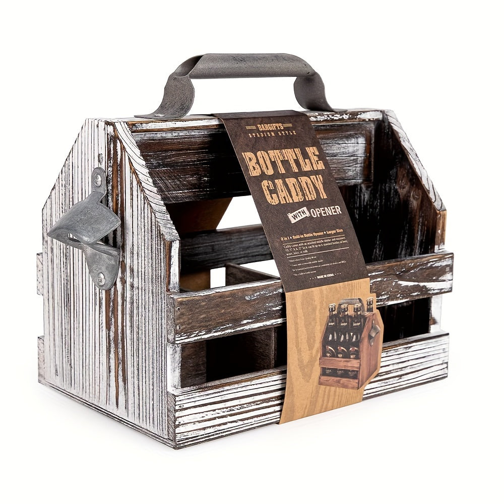 Holzflaschen Caddy mit Flaschenöffner – Perfektes Vatertagsgeschenk oder Geschäftsgeschenk