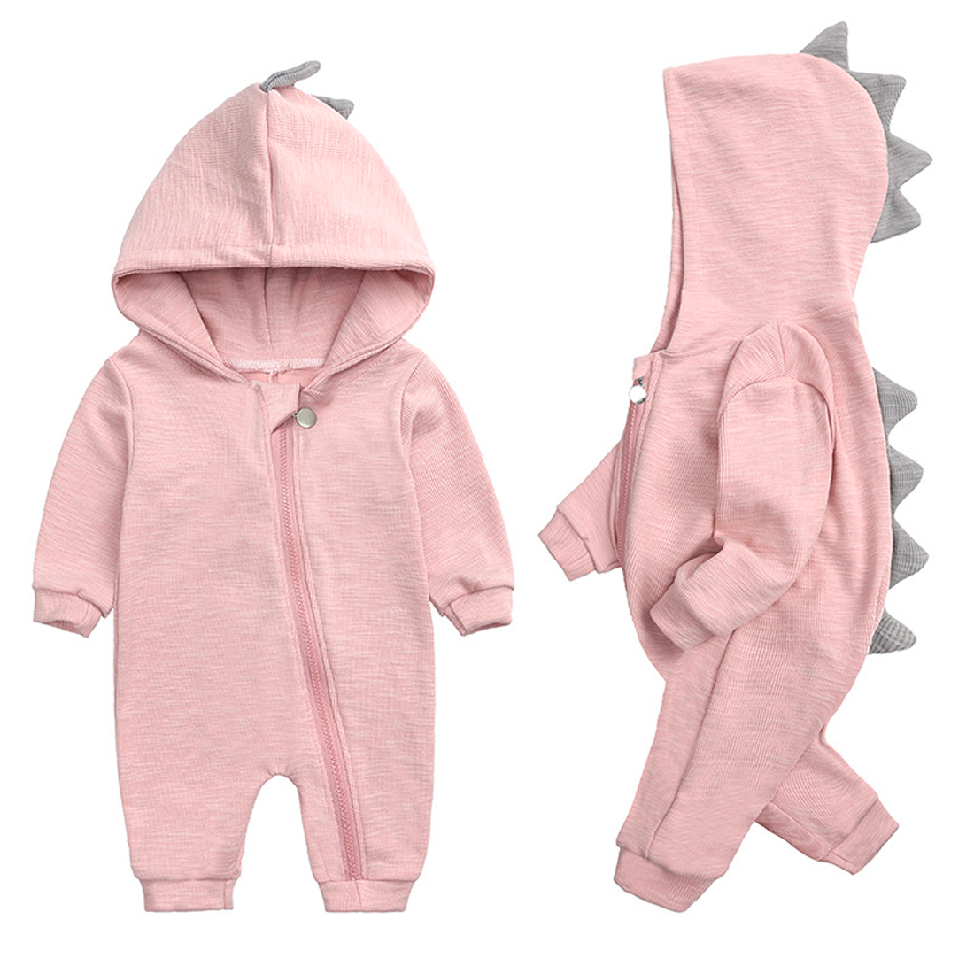 DinoBaby Jumpsuit – Weicher Overall mit Kapuze und Verspielten Rückendetails