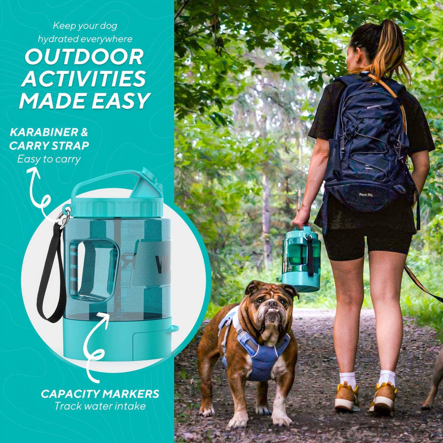 Große Kapazität 74oz Hundewasserflasche – Tragbare Schüssel für Outdoor-Abenteuer
