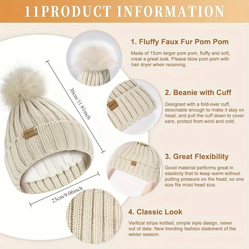Lieke 3-in-1 Winterset – Warme Strickmütze, Schal und Handschuhe