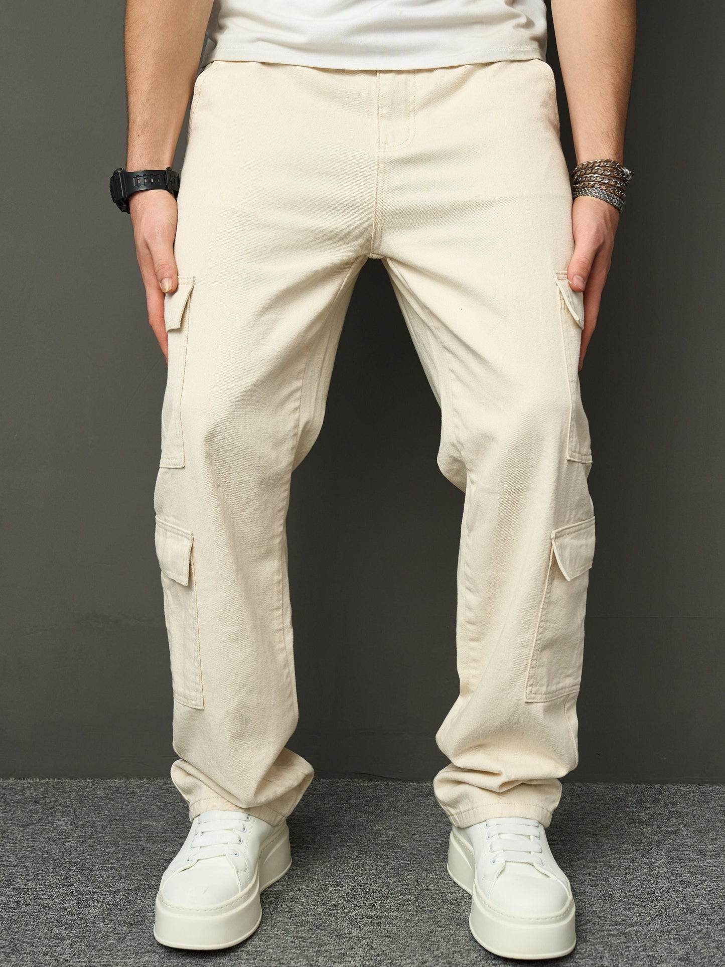 Lässige Beige Denim Jeans – Praktisch und Bequem für Jeden Tag