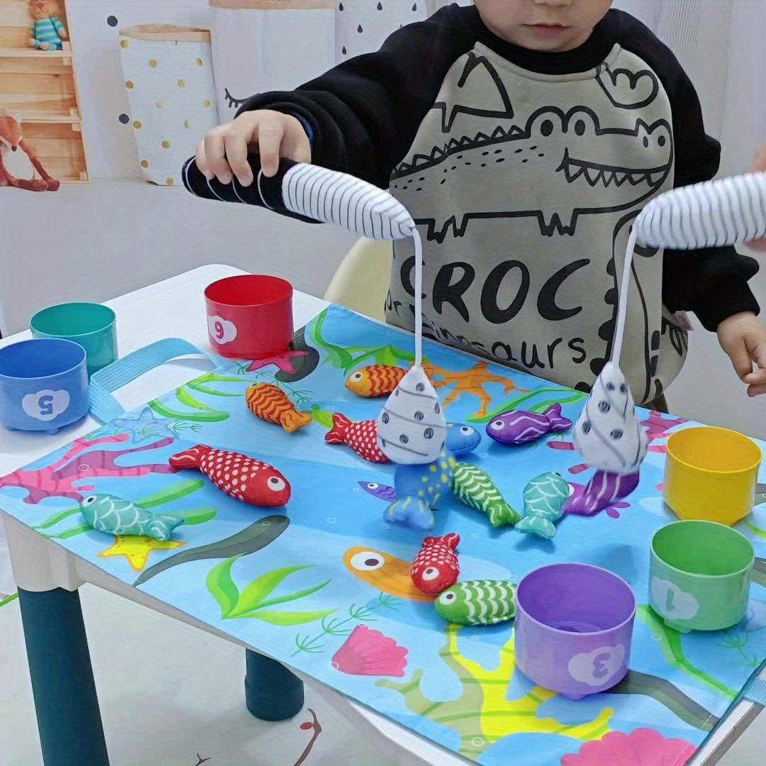 Kinder-Fabric Angelset – Plüschfische und Stapelbecher für Lernspaß