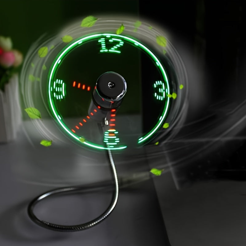 Tragbarer USB LED-Uhrenventilator mit Zeitanzeige