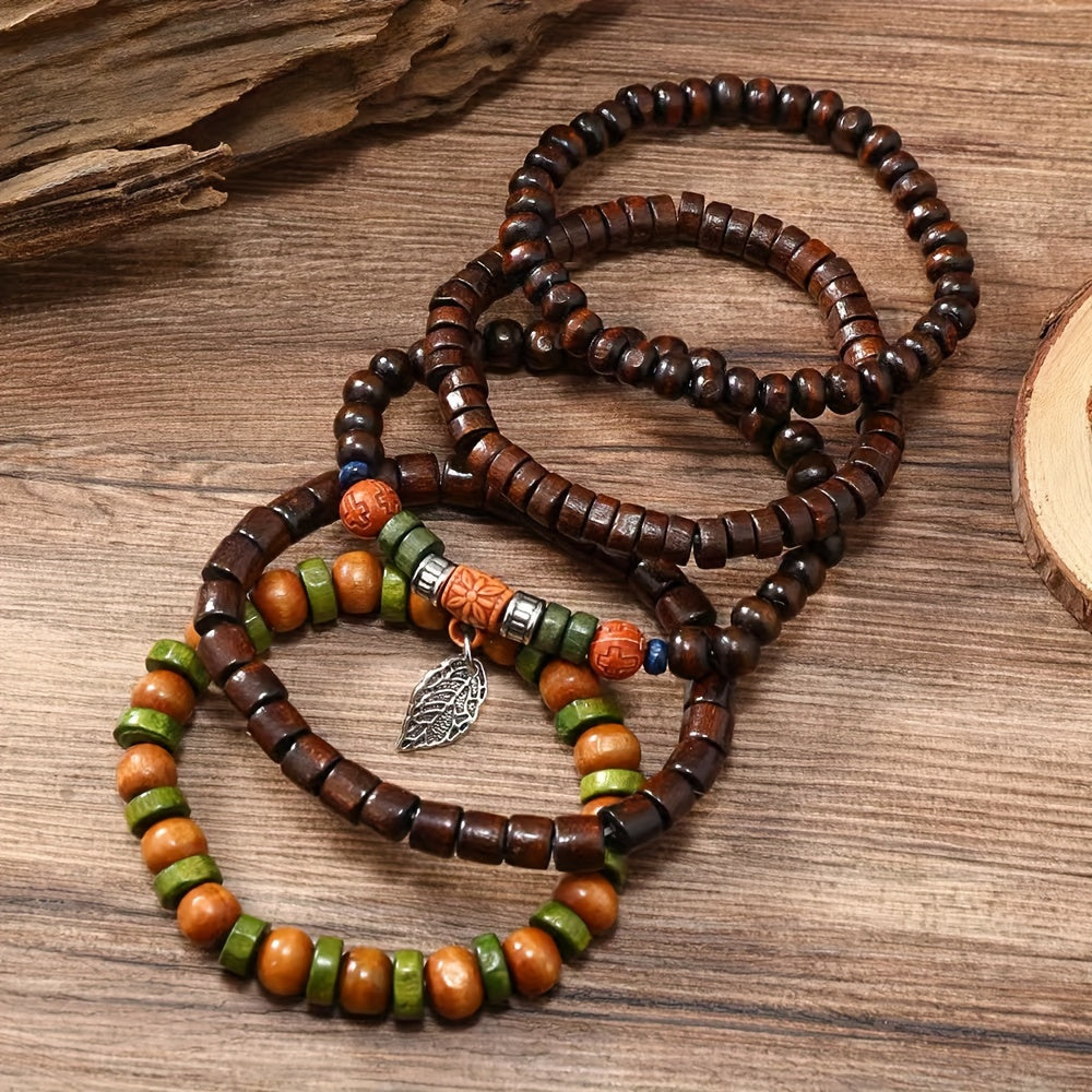 Natürliche Holzperlen-Armband-Set – Für den coolen Mann