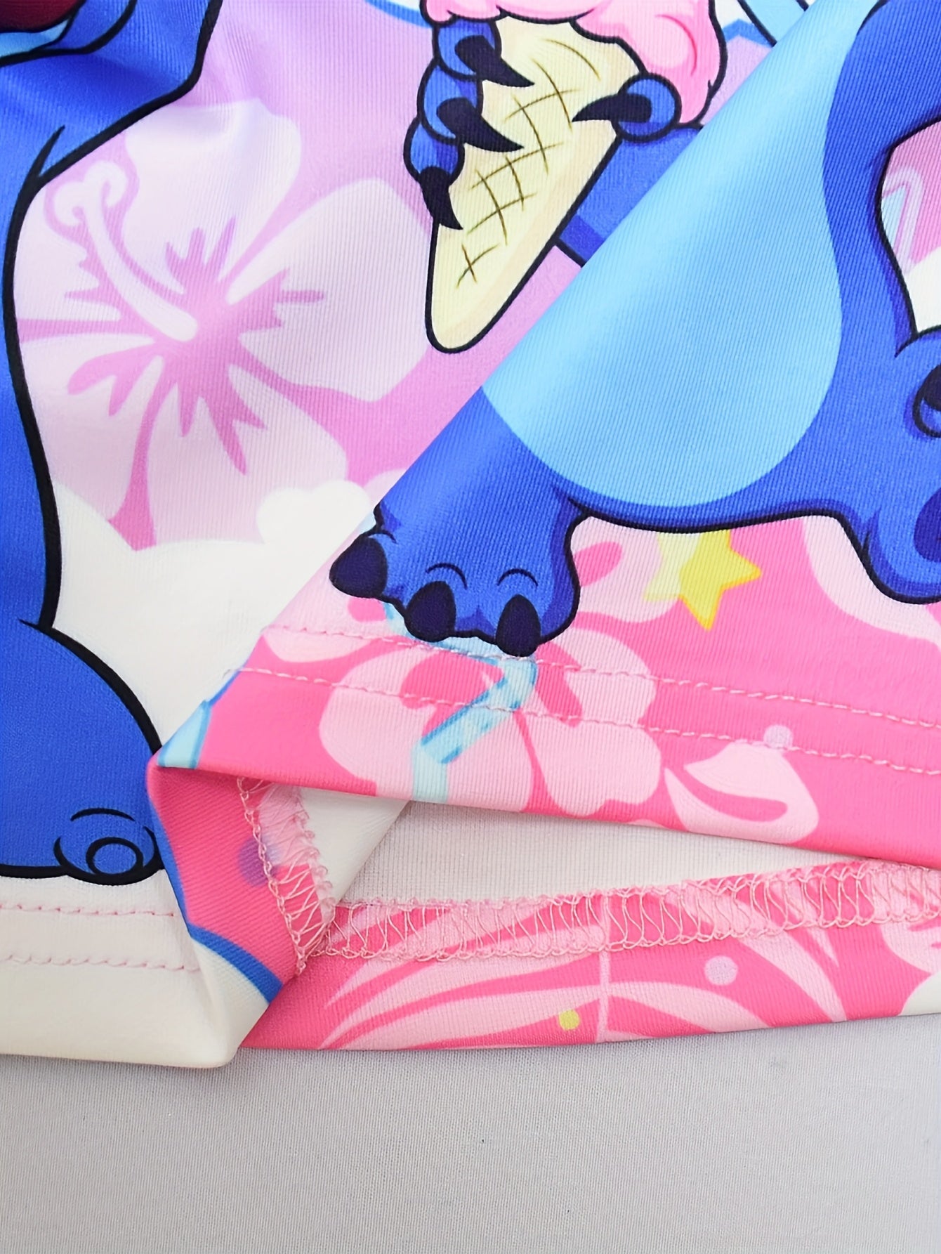 Disney Stitch Mädchen Ärmelloses Rundhalskleid mit Schleife & Blumenmuster - Leichter Polyester-Spandex