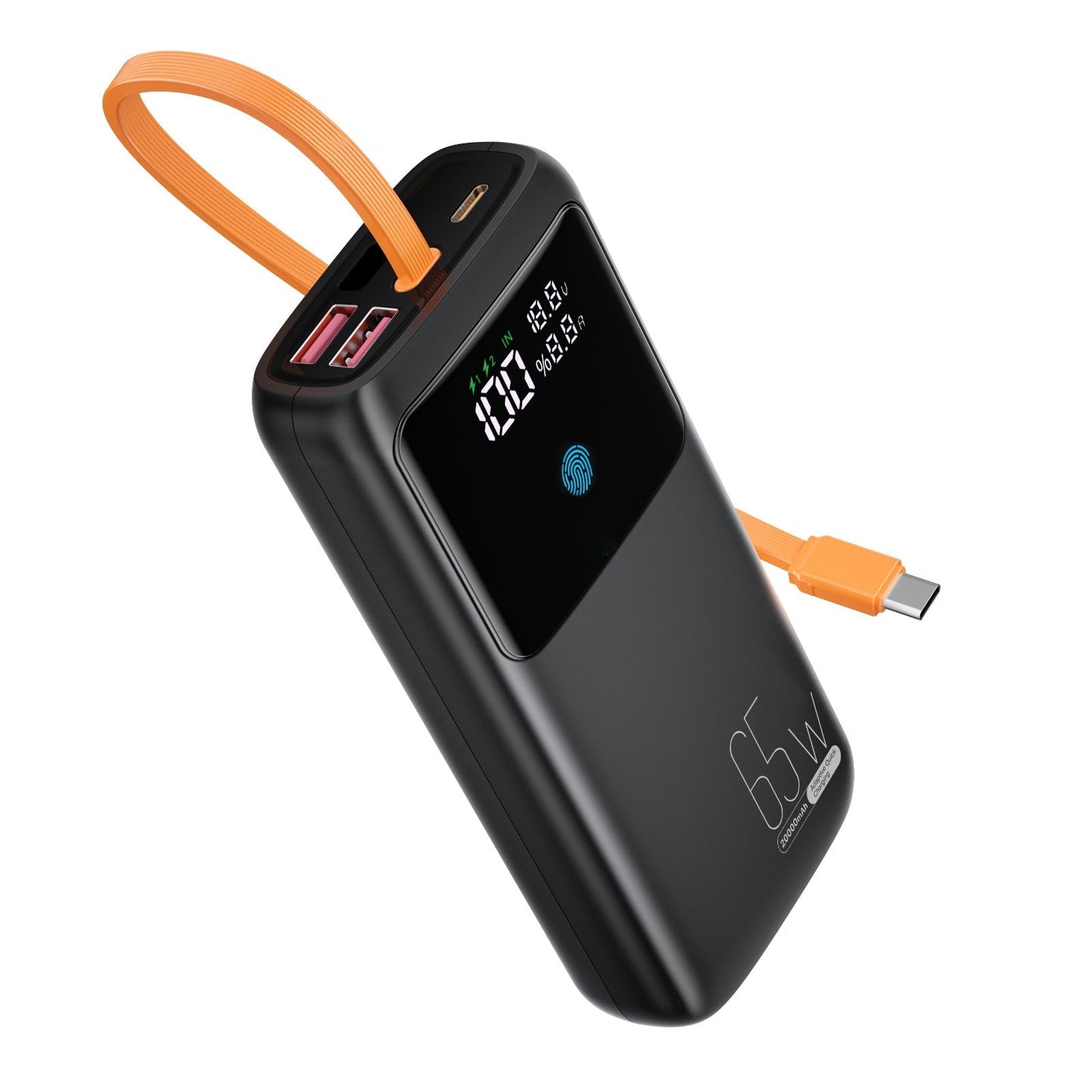 VoltMate Pro 65W – Schlanke Multilade-Powerbank mit Touch-Display