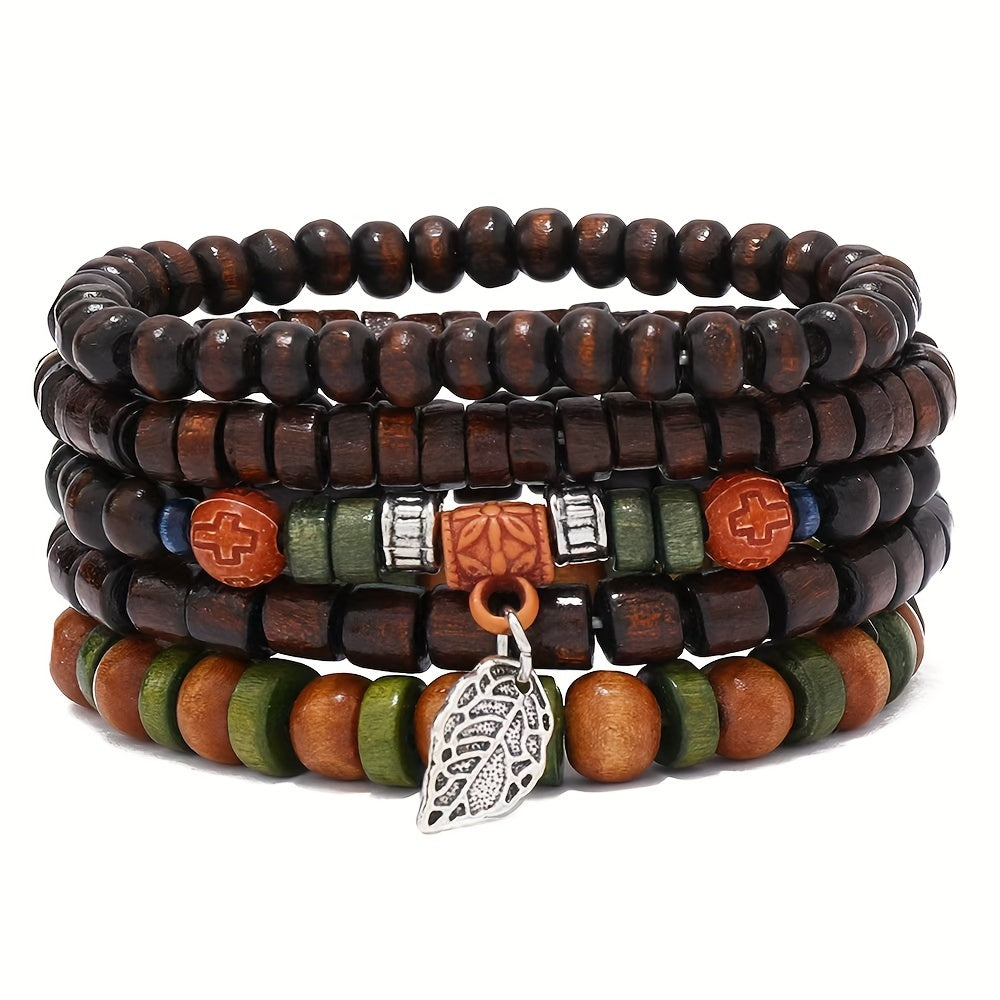 Natürliche Holzperlen-Armband-Set – Für den coolen Mann