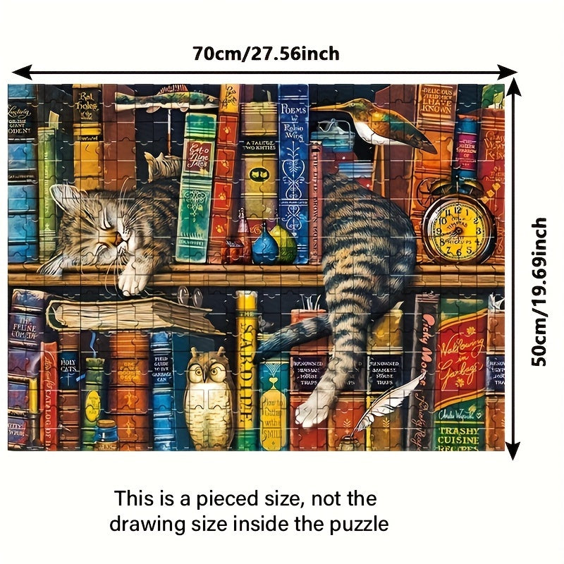 Katze auf Bücherregal Puzzle – Für Puzzleliebhaber und Katzenfreunde