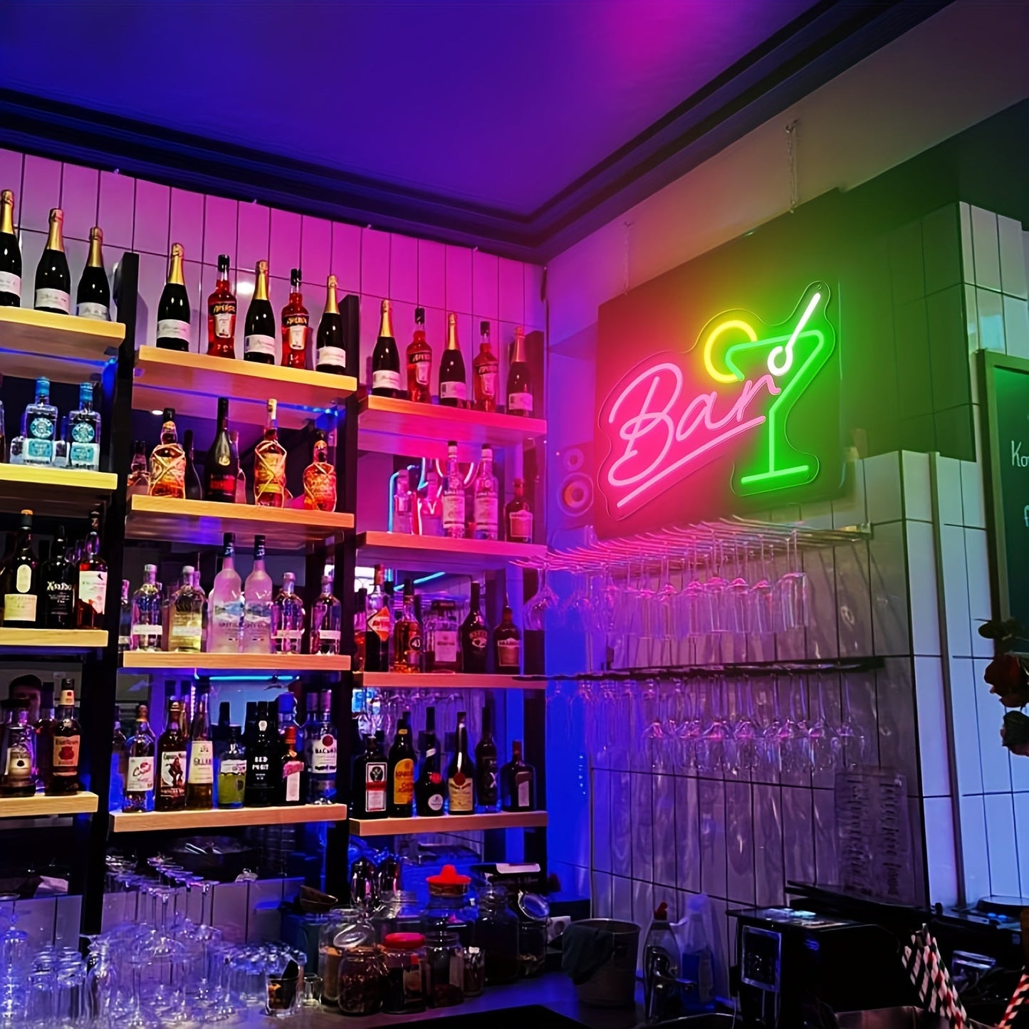 Dimmbares LED Neon Bar-Schild – USB-betrieben mit Dimmer