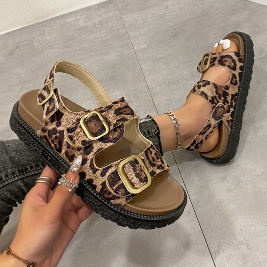 Modische Damen Plateau Sandalen mit Leopardenmuster – Komfort und Stil in Einem