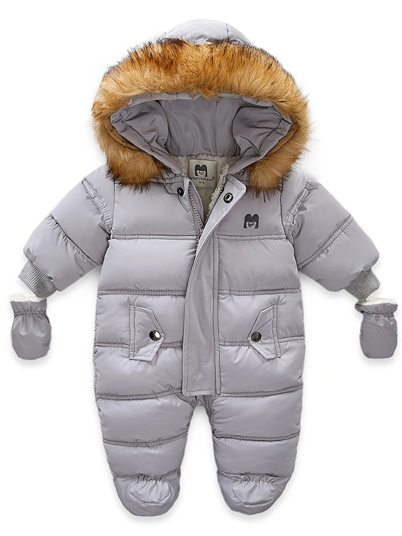 Snowy Baby Strampler – Warmer Winter-Overall mit Kapuze für draußen