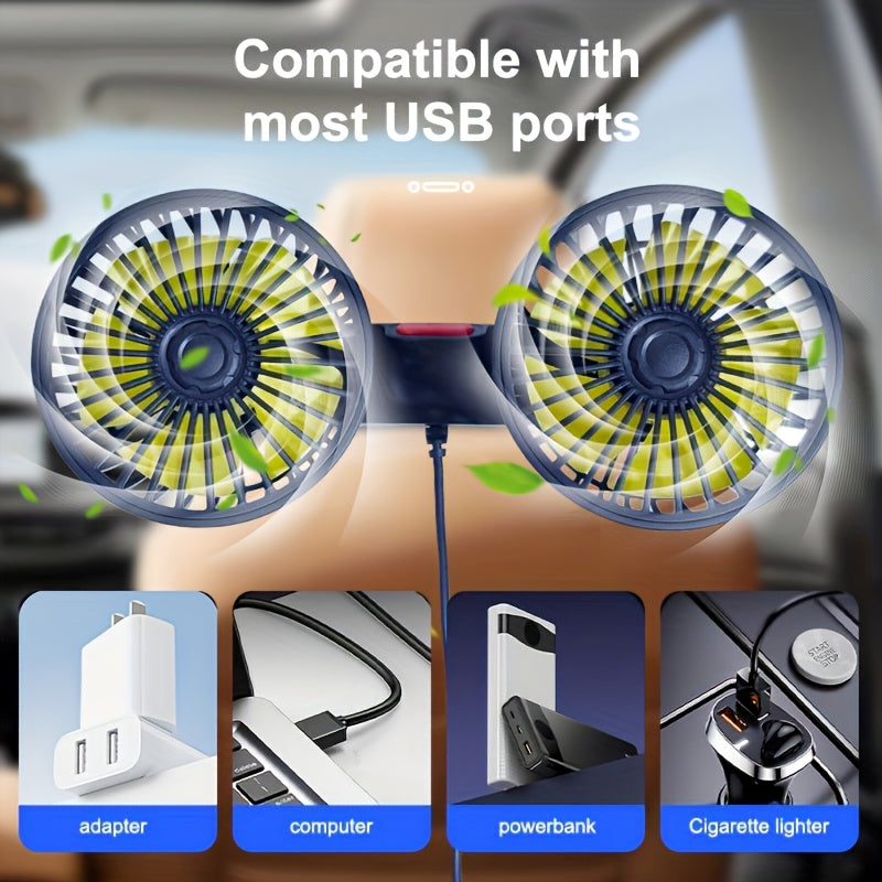 Tragfan Dual Car Fan – 5-Blatt 360° Rotierend Ultra-Leise