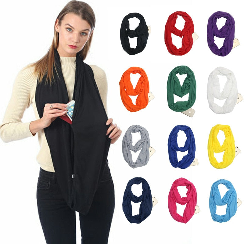 Reissjaal mit Versteckter Tasche – Infinity Stil & Sicherheit in Einem