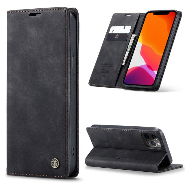 iPhone Leder Flipcase – Magnetisch & Funktional