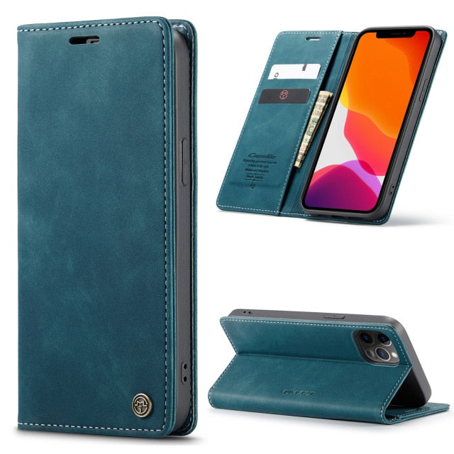 iPhone Leder Flipcase – Magnetisch & Funktional