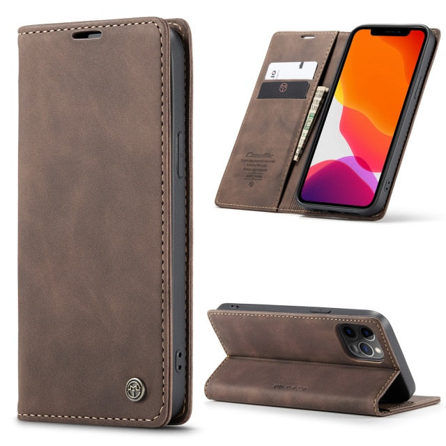 iPhone Leder Flipcase – Magnetisch & Funktional
