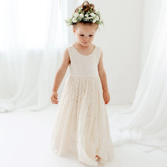 Mädchenkleid für Hochzeit oder Fest – Elegante Spitze & Tüll