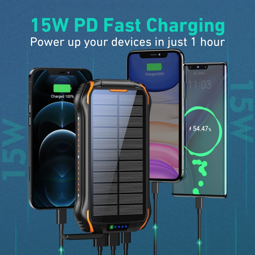 Solarenergie Powerbank – Tragbares Ladegerät mit hoher Kapazität
